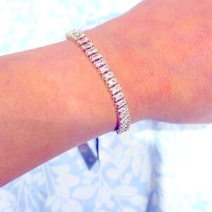 INC Gold tone baguette crystal slider adjustable Bracelet NWT